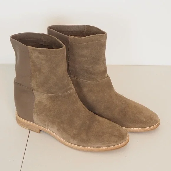 Vince Grayson Suede Leather Concealed Wedge Boots Women's Sz 9 EU 39 in Flint - Picture 1 of 10